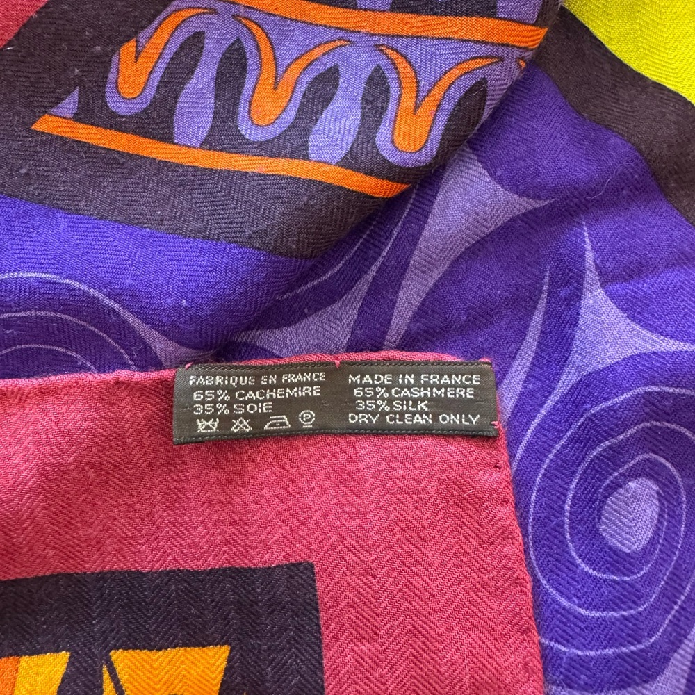 Hermes Multicolor Silk and Cashmere Scarf